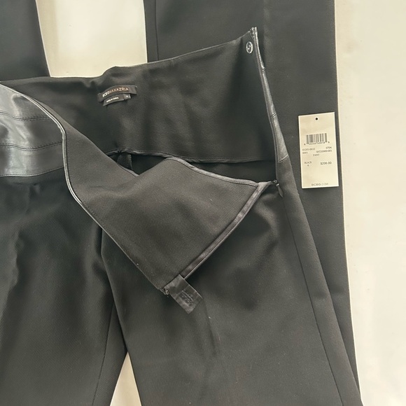 BCBG MAXAZRIA BLACK DRESS PANTS WITH LEATHER TRIM ON WAISTLINE SIZE 4 STUNNING - Picture 5 of 16